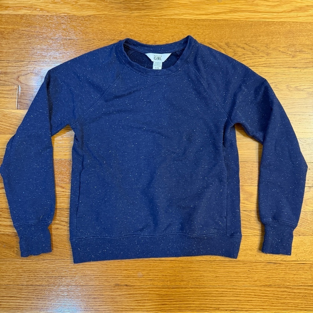 Athleta Girl Pullover Crew Neck Sweatshirt Navy Blue with Speckles - Size L/12